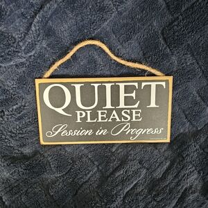 Quiet Please Hanging Sign - Black and Natural Wood